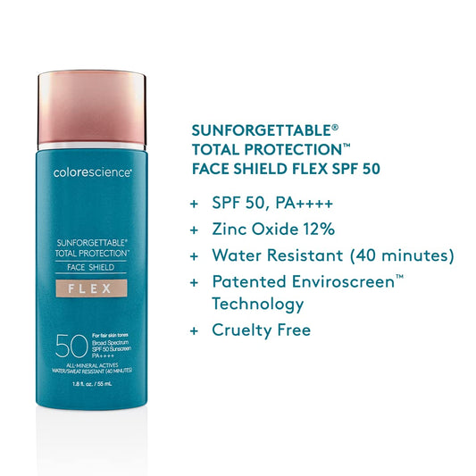 Colorescience Total Protection Face Shield Flex SPF 50, All - Mineral SunscreenSunscreen - Renew Wellness & Aesthetics